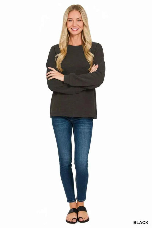 Zenana Double Knit Round Neck Long Sleeve Top 6a10da84-7ae8-4666-9039-73ad30760fc6-Max-Origin