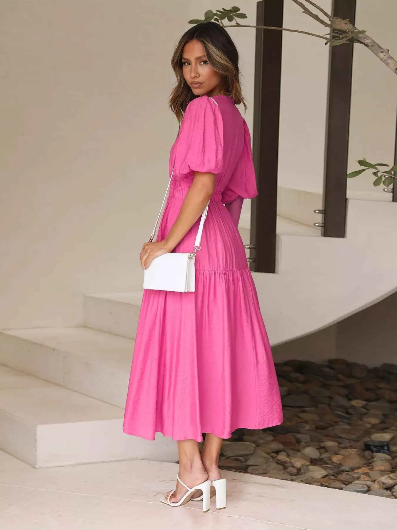 Tiered Puff Sleeve Midi Dress 6a115c75-2ecd-4568-a86c-d7df29f3e01f-Max-Origin