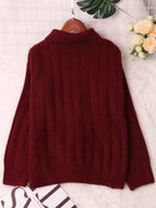 Ribbed Hem Quarter Zip Sweater 6a1449f8006e45358cf25489f2f556ed-Max-Origin