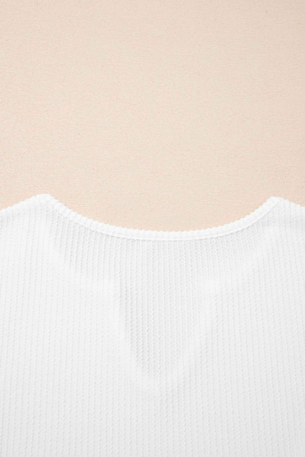 White Spiral Ribbed Raw Seam Color Block Patchwork Long Sleeve Top 6a1733df9358d254