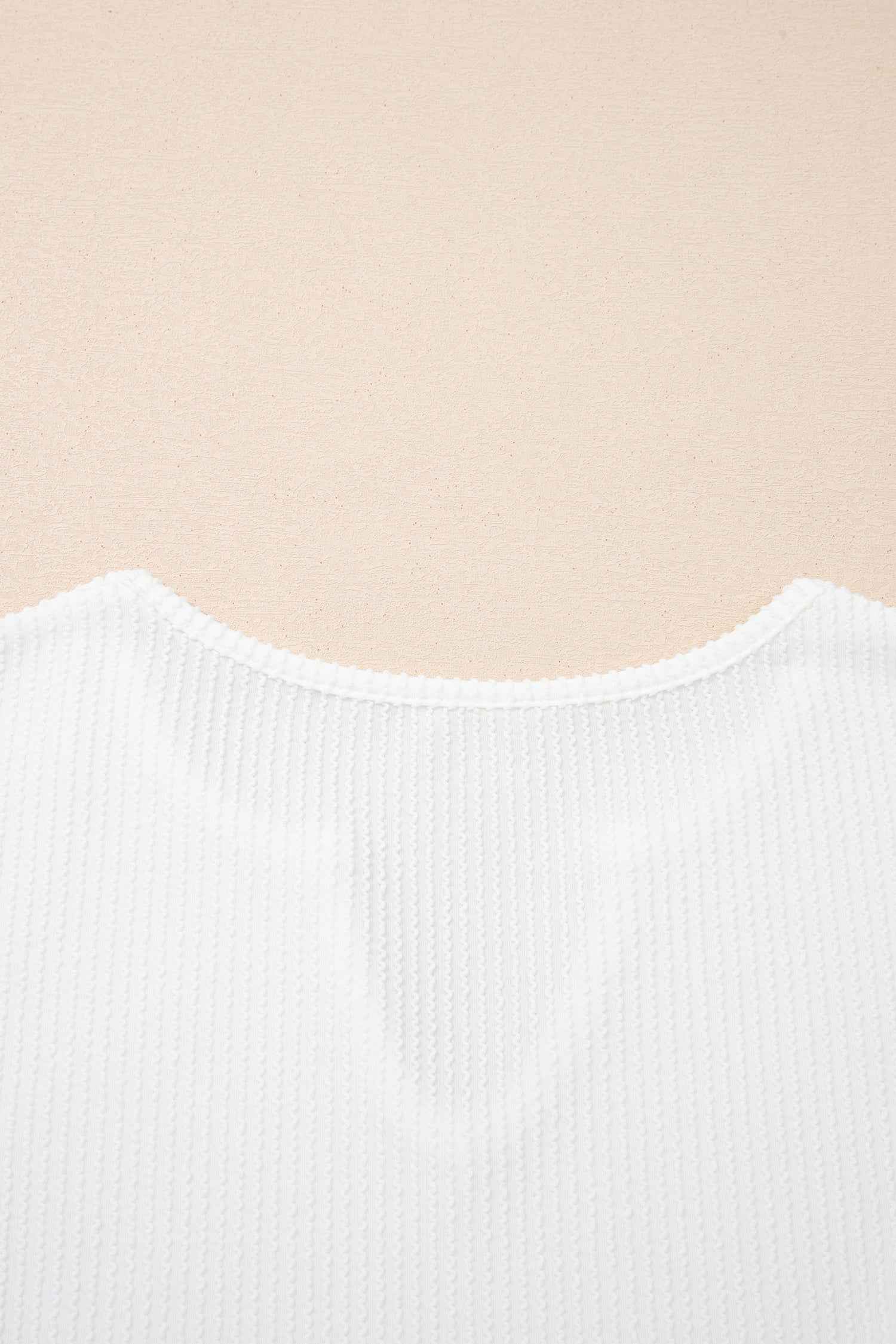 White Spiral Ribbed Raw Seam Color Block Patchwork Long Sleeve Top 6a1733df9358d254