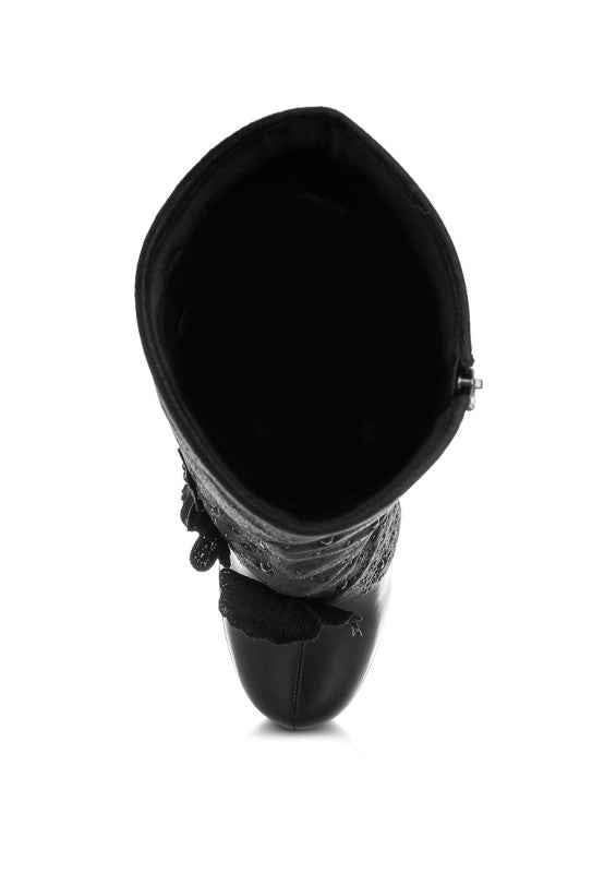 Sundra Floral Applique Platform Heeled Boots 6a18f987-cd4c-48e7-8bb5-af5565411ad3