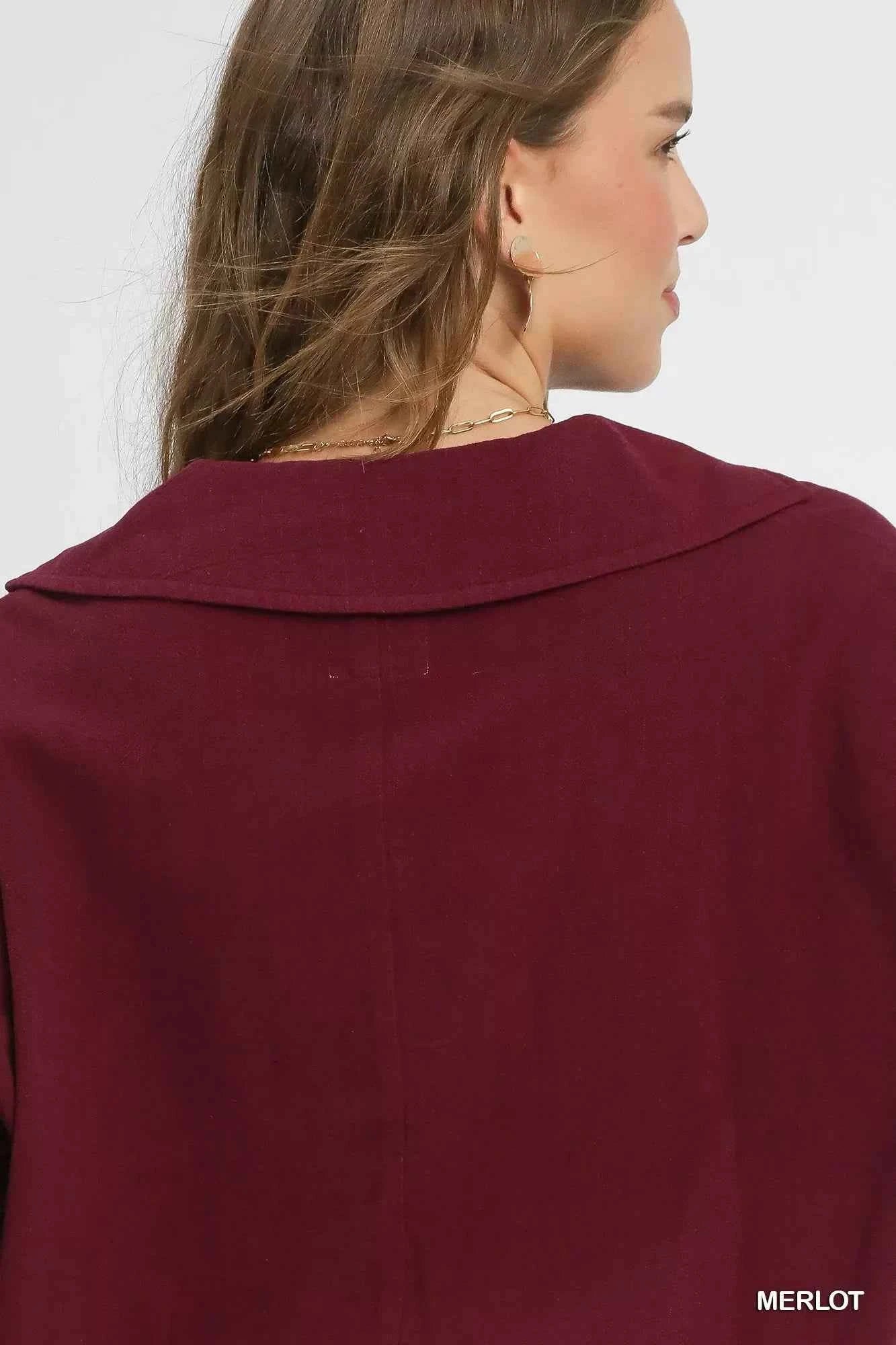 Umgee Linen Long Sleeves Elastic Hem Blouse 6a1e8b89-90f9-4d48-bf66-9daf1fb469a9-Max-Origin