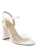 Perta Clear Strap Block Heel Sandals White 6a30669f-877a-4836-b89c-fb88a47d5495