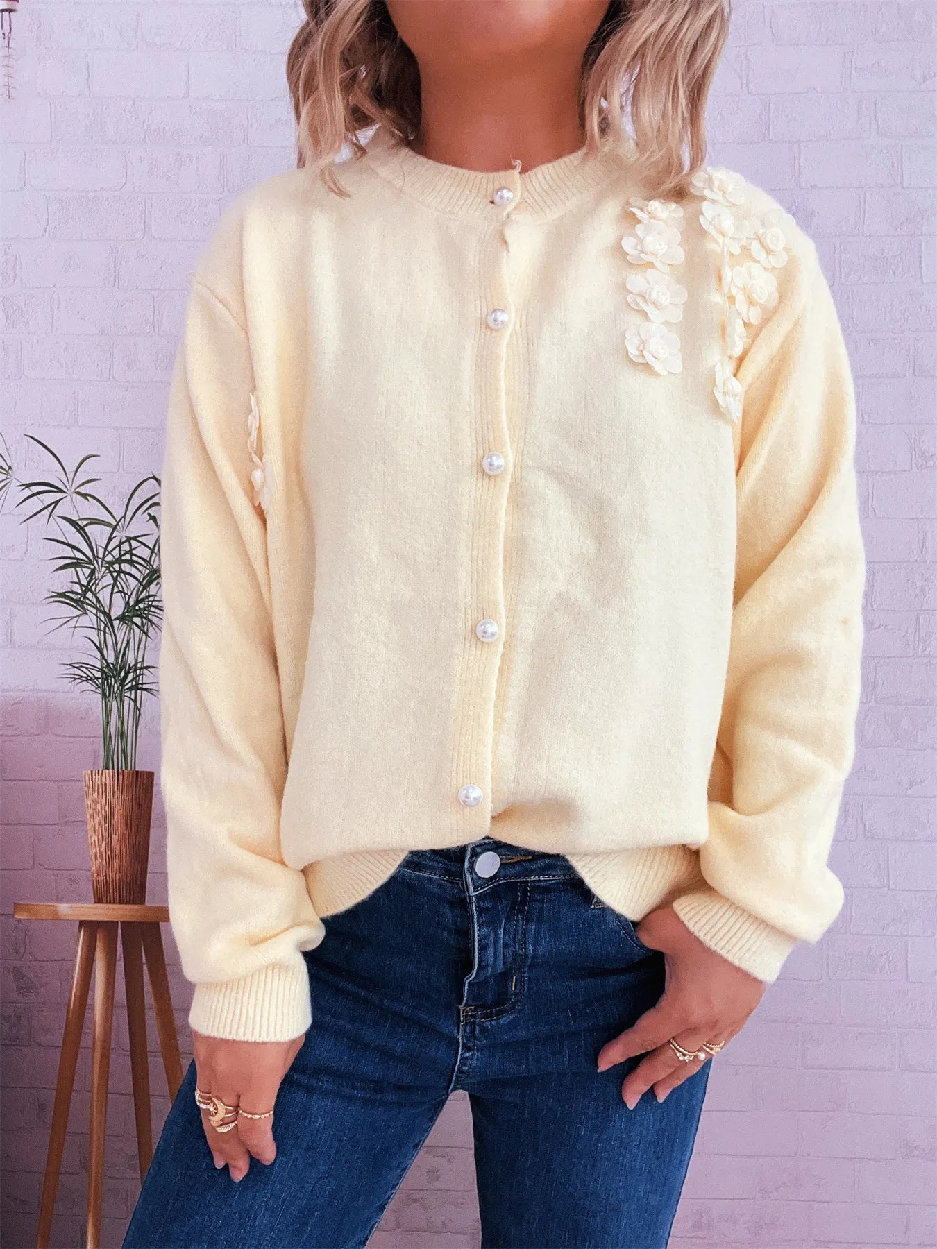 Flower Button Up Long Sleeve Cardigan 6a40953ff2474756b9b11aa98b8c6b75-Max-Origin