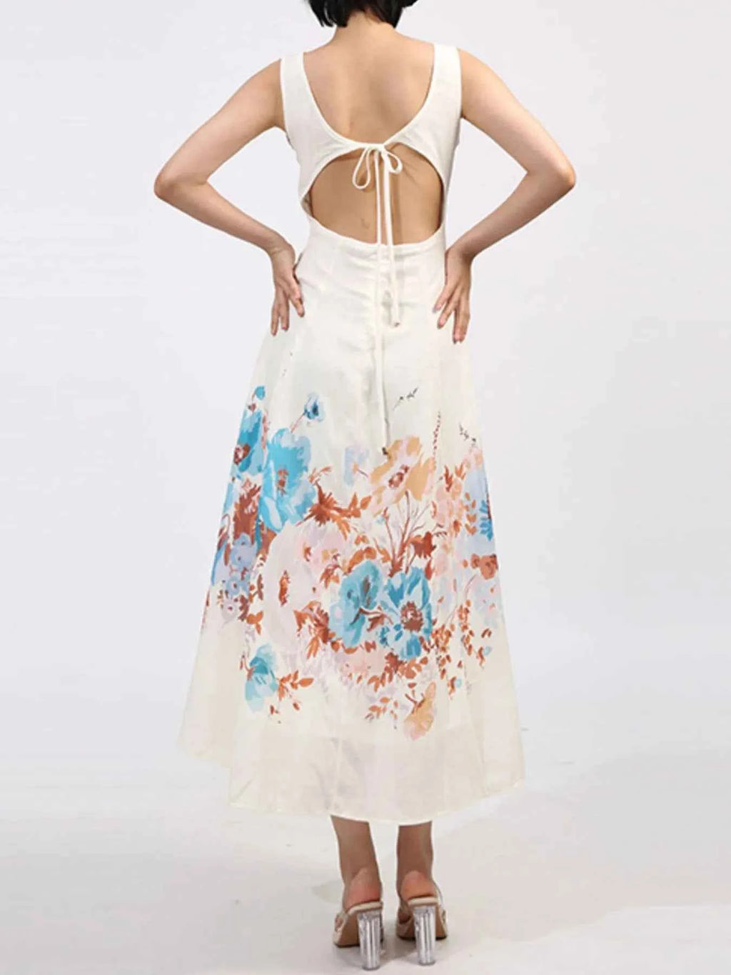 Cutout Back Printed Square Neck Dress 6a485bce-8541-4508-9d4f-b7c8cff36c85-Max-Origin