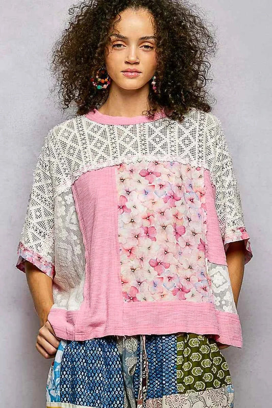 POL Floral Patchwork Lace Accent Blouse CANDY PINK 6a4ef8a8-65ce-4d1d-b473-e1d5d9d2f023-Max-Origin