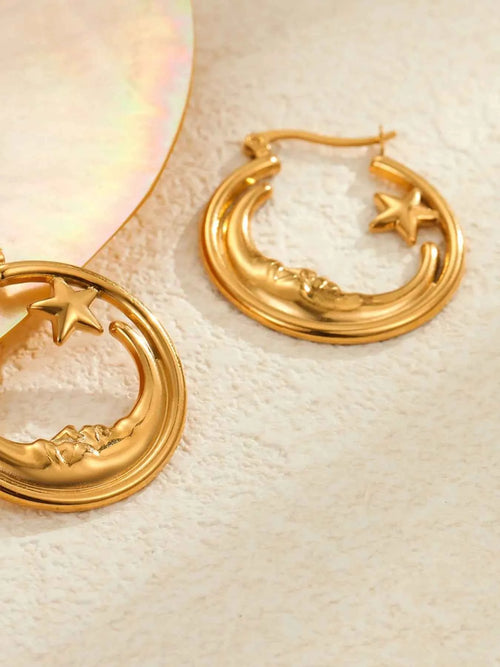 18K Gold-Plated Crescent Moon Star Hoop Earrings 6a520588-a393-467d-b576-d641382d6fc5-Max-Origin
