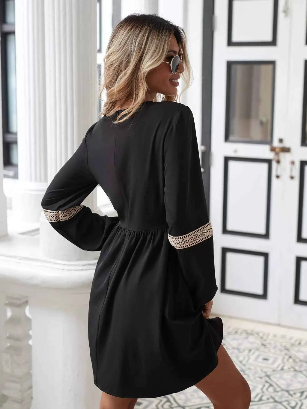 Surplice Balloon Sleeve Dress 6a54aa08-c3f8-4b34-a0db-1f642693743d-Max-Origin