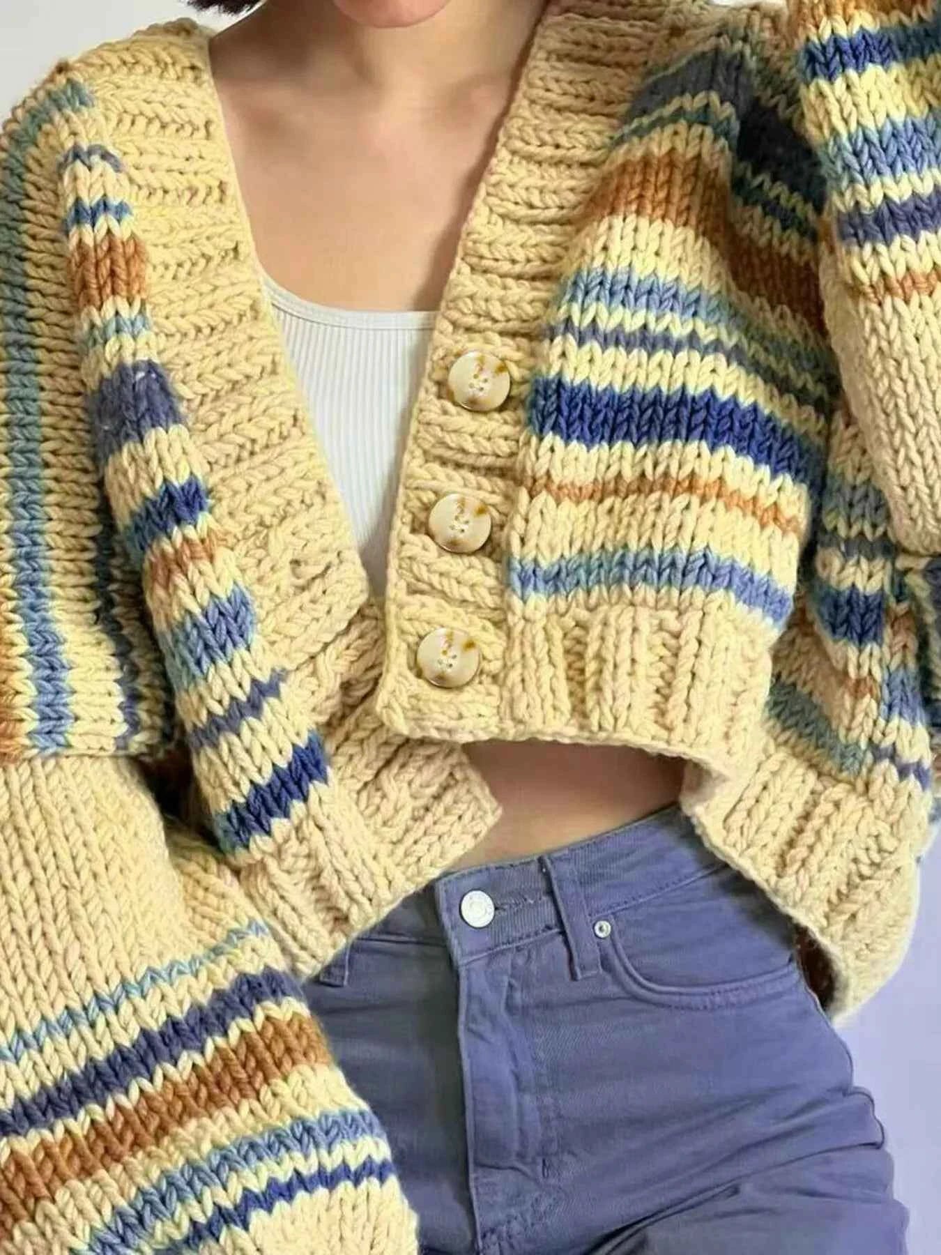 Chunky Knit Striped Cropped Cardigan 6a5df9dade554d2e81c50aecc2a4f13e-Max-Origin