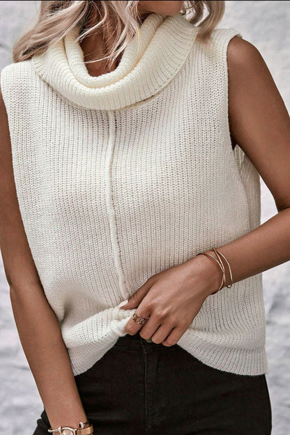 Central Seam Turtleneck Sleeveless Sweater Vest