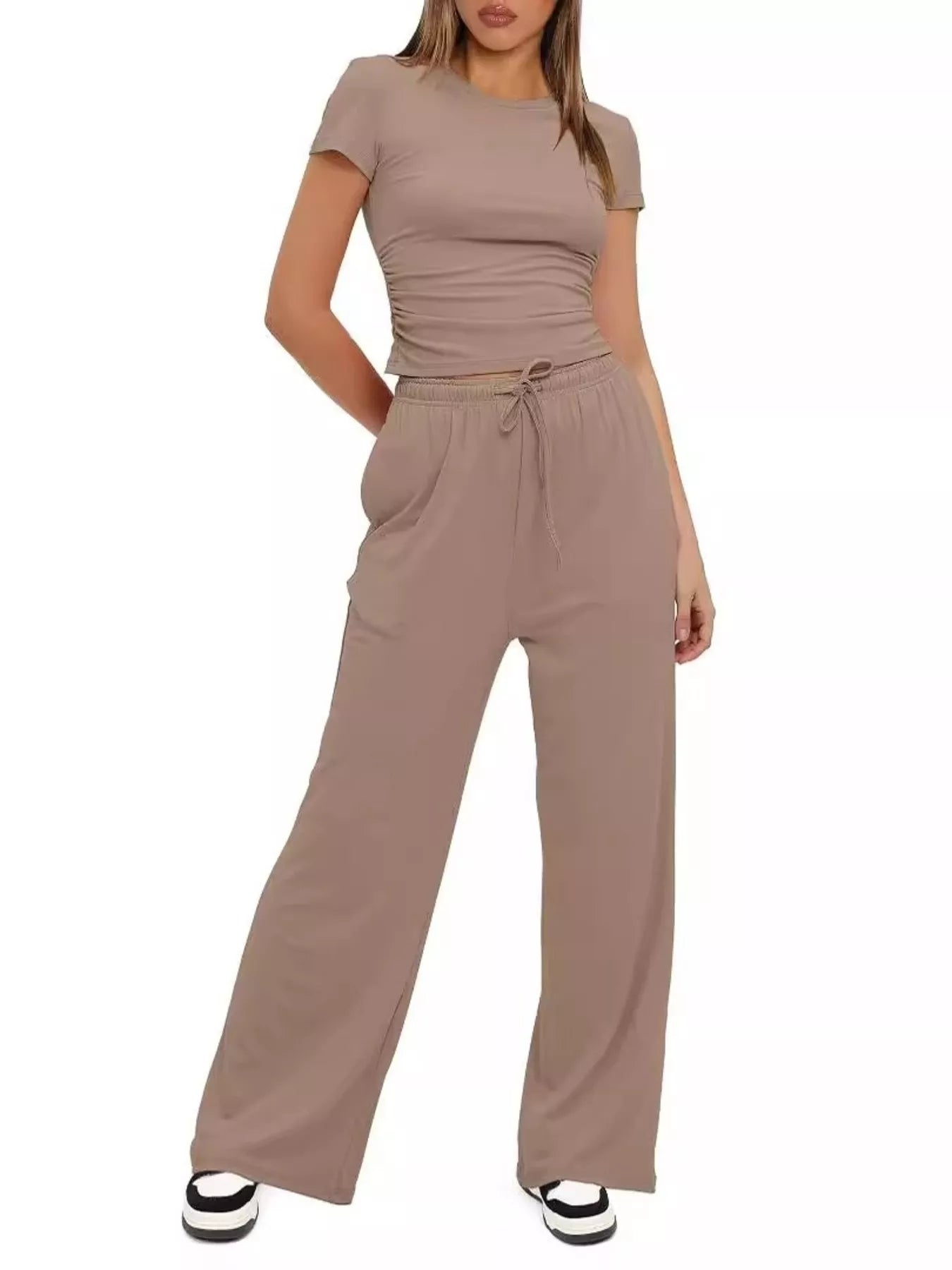 Round Neck Short Sleeve T-Shirt and Pants Set 6a6306ebda5a4086889238ab5736c2da-Max-Origin