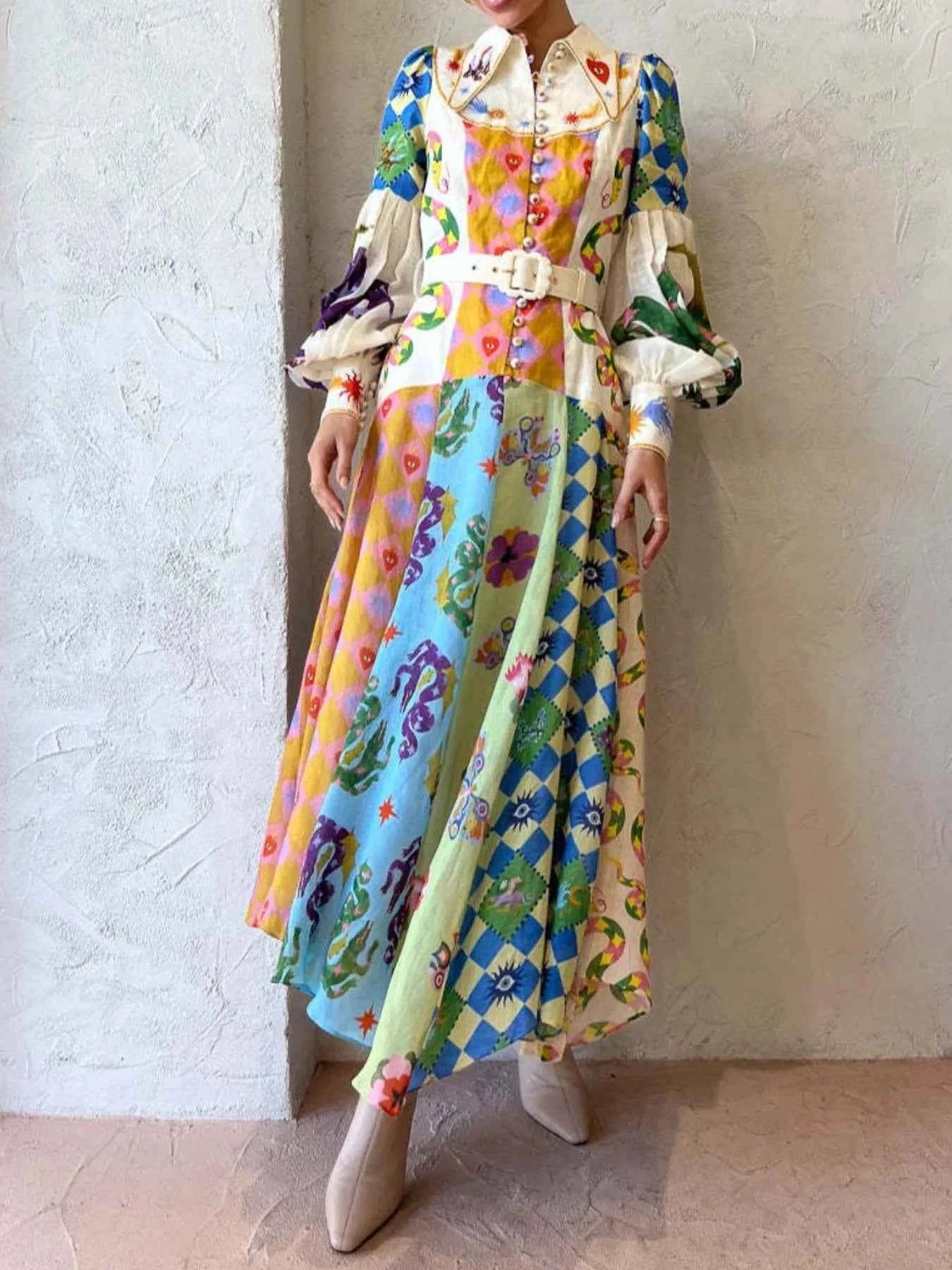 Printed Lantern Sleeve Midi Shirt Dress 6a87c539-2449-409f-8782-45978cf95e56-Max-Origin