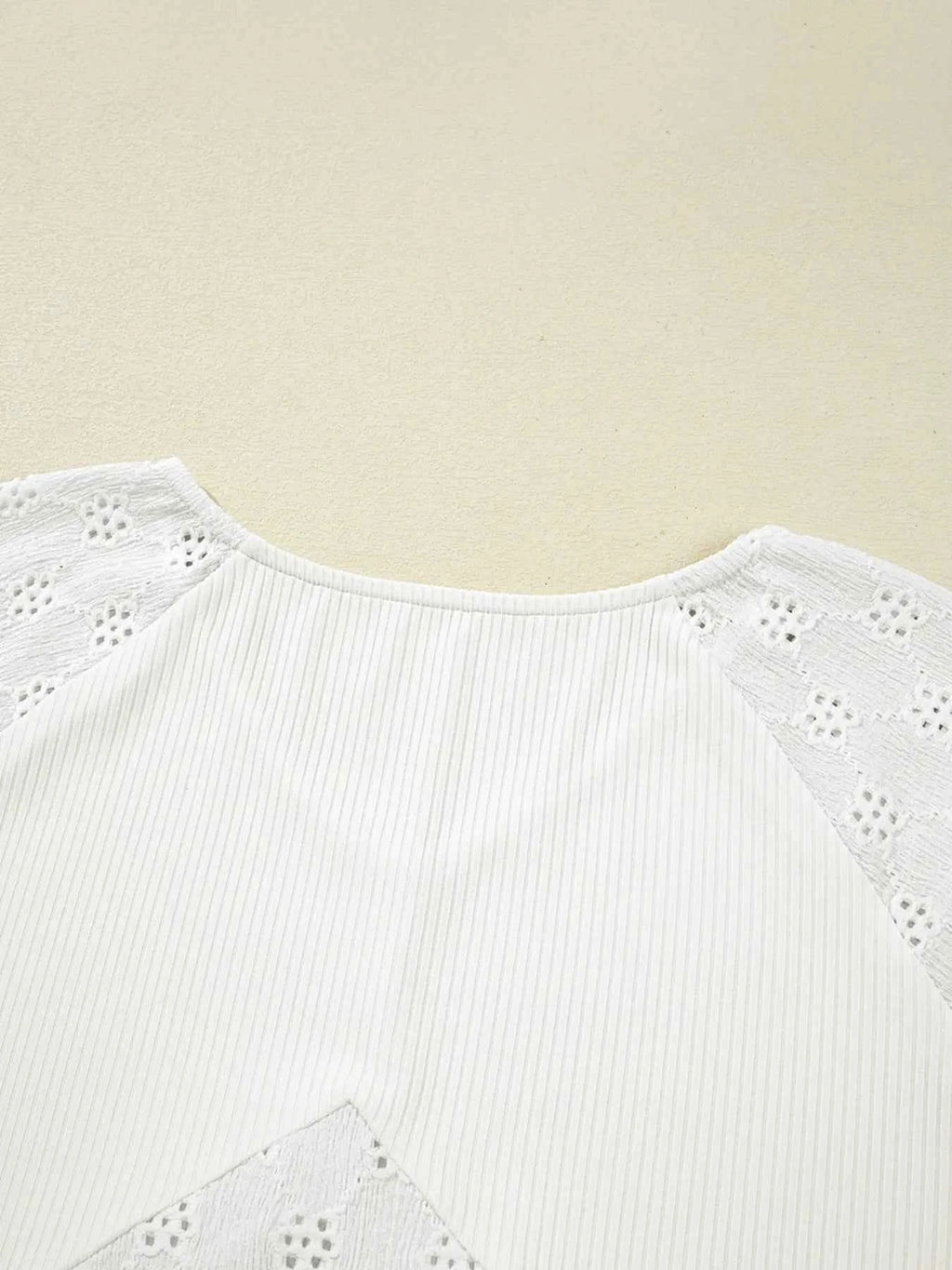 Eyelet Embroidered Loose V Neck Long Sleeve Top 6aa123a5660342bda4a08d50c2a10357-Max-Origin