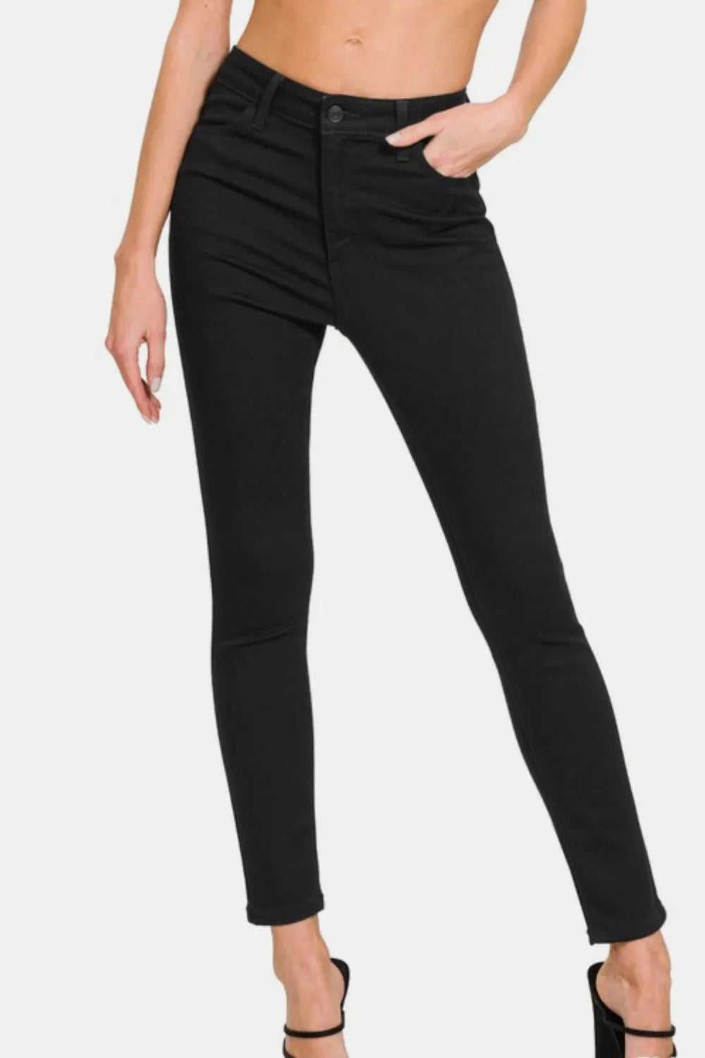 Zenana High Rise Skinny Jeans with Pockets Black 6aa5841e-41e4-40c4-a8f6-5c0b03aca5b4-Max