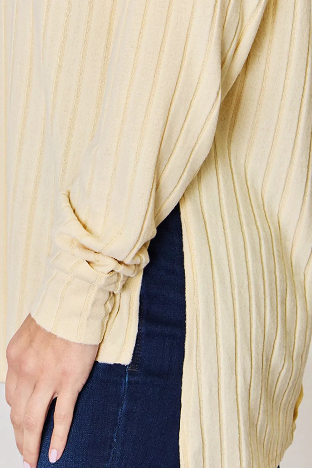 Basic Bae Full Size Ribbed Round Neck Slit T-Shirt 6aa5aef7-1f16-4c00-a50f-3671e97d3ec0-Max