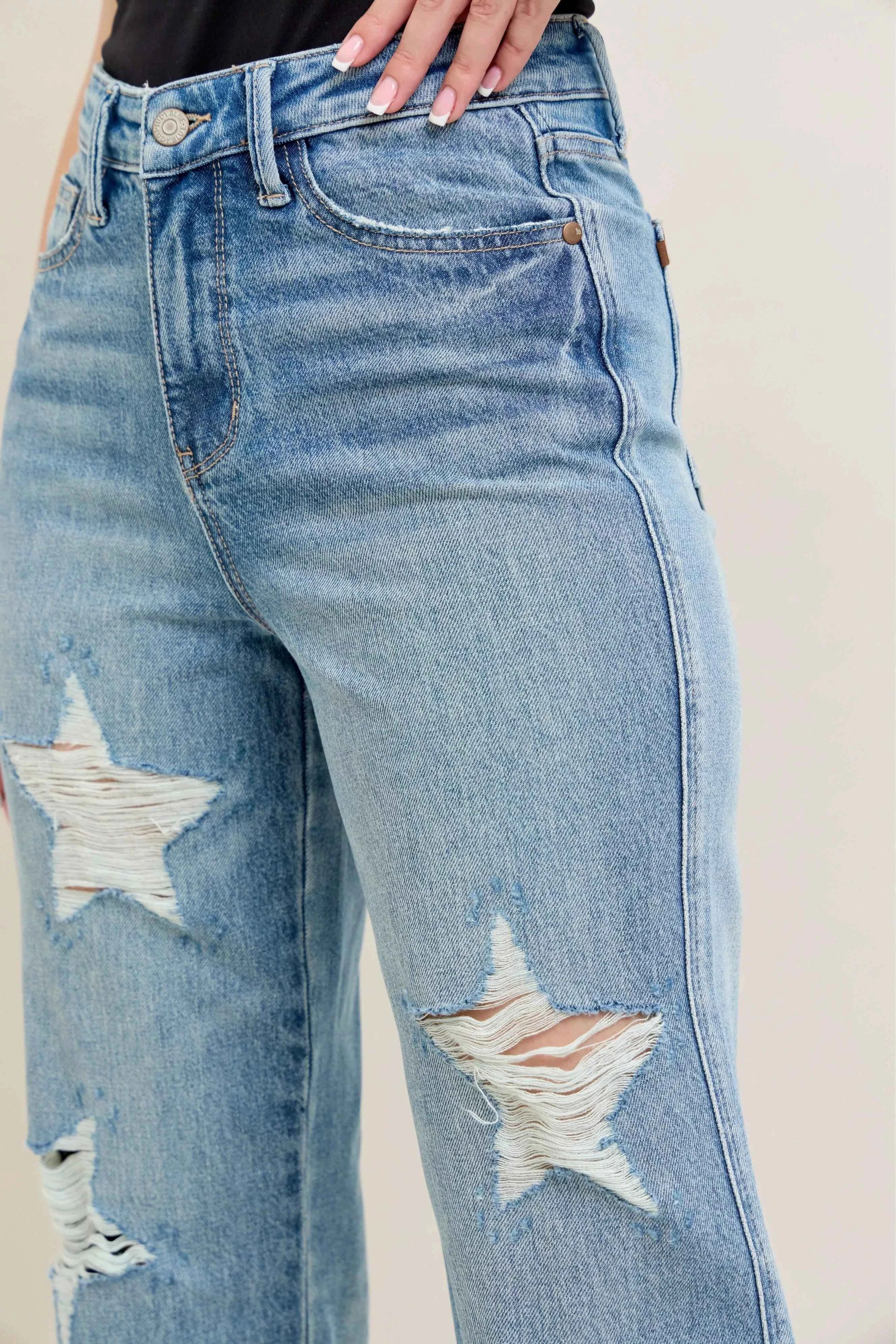 Judy Blue Full Size High Waist Rigid Magic Star Shaped Destroy 90's Straight Jeans Plus Size 6aa9cb5f2b2a4f99b6fe62f2bd6924d1-Max-Origin