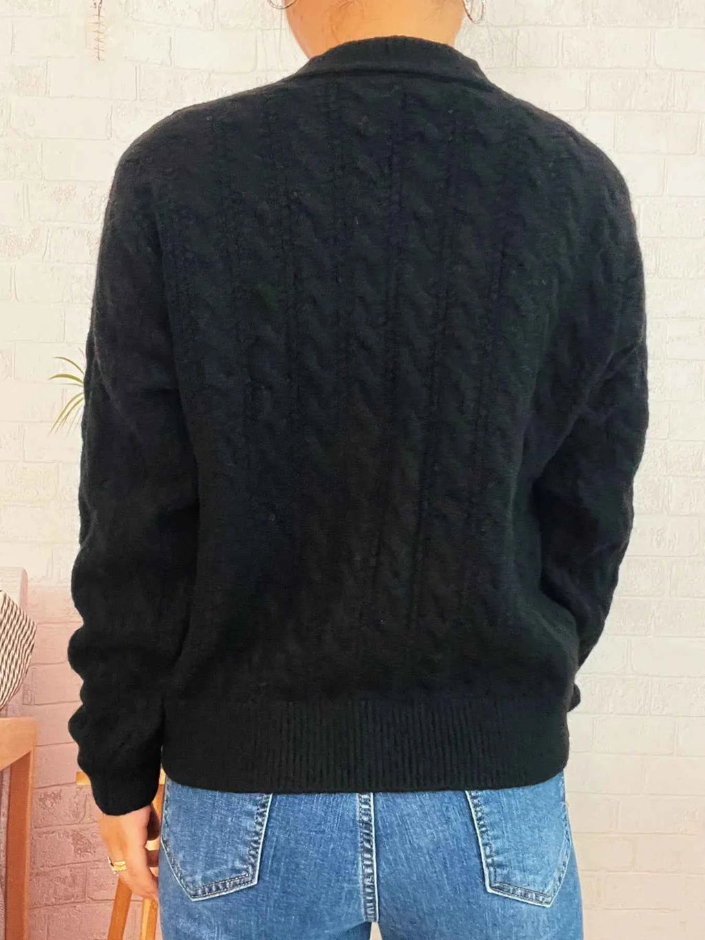 Cable Knit Button-Up Cardigan
