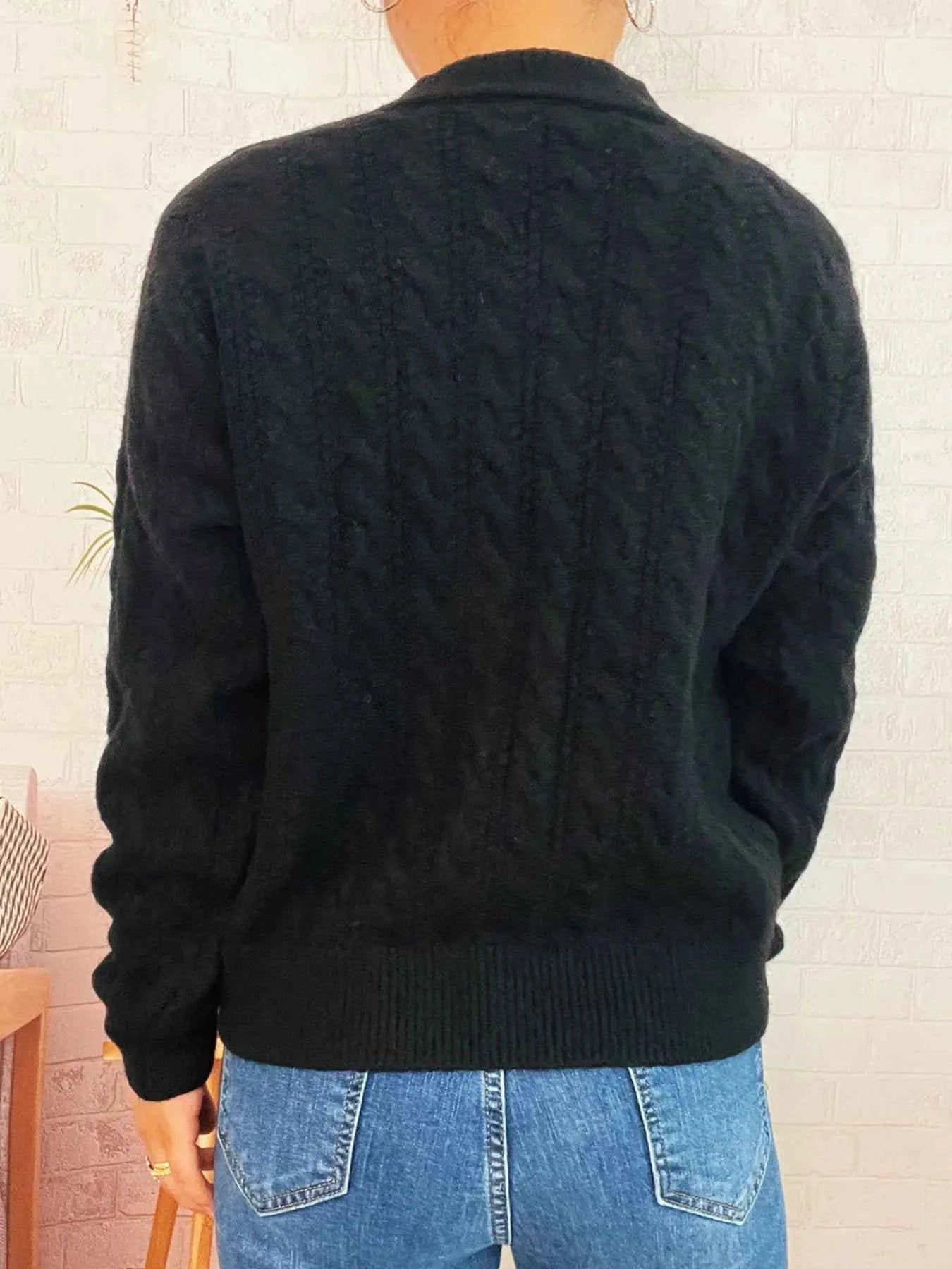 Cable Knit Button-Up Cardigan
