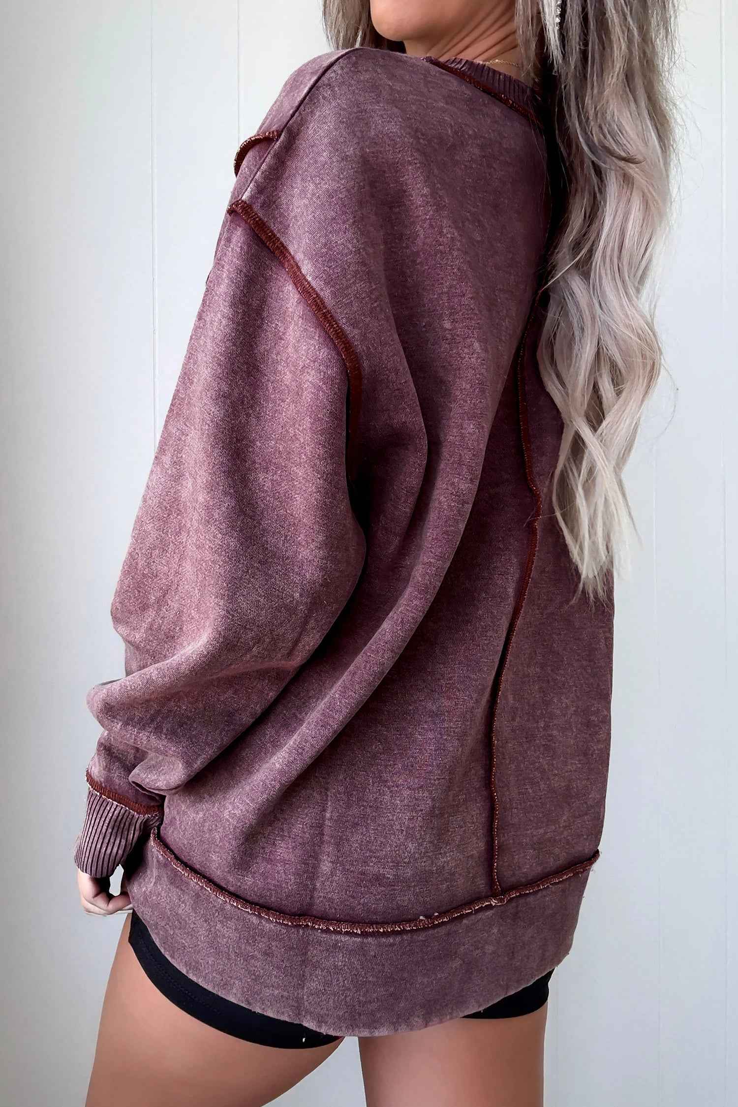 Valerian Mineral Wash Exposed Seam Side Slit Sweatshirt 6ac92283c33e86ff