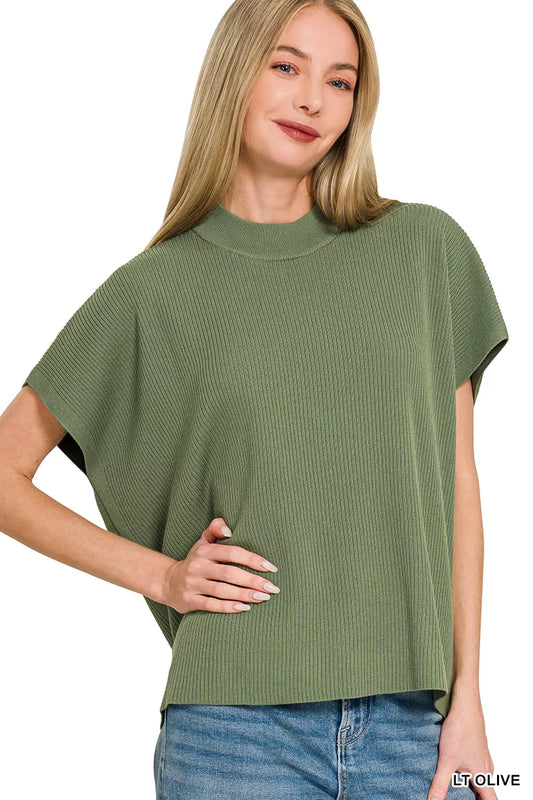 Zenana Viscose Mock Neck Short Sleeve Boxy Sweater 6aca1dc9-9fb2-4e17-a76f-2bf3c03d7636-Max-Origin