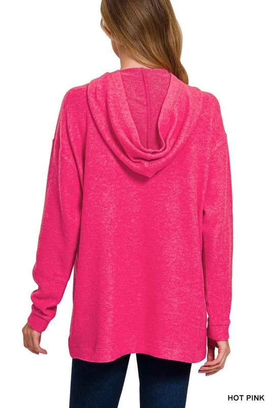 Hooded Brushed Melange Hacci Sweater 6acb866217774ebc8608ac1c45b59f87-Max-Origin