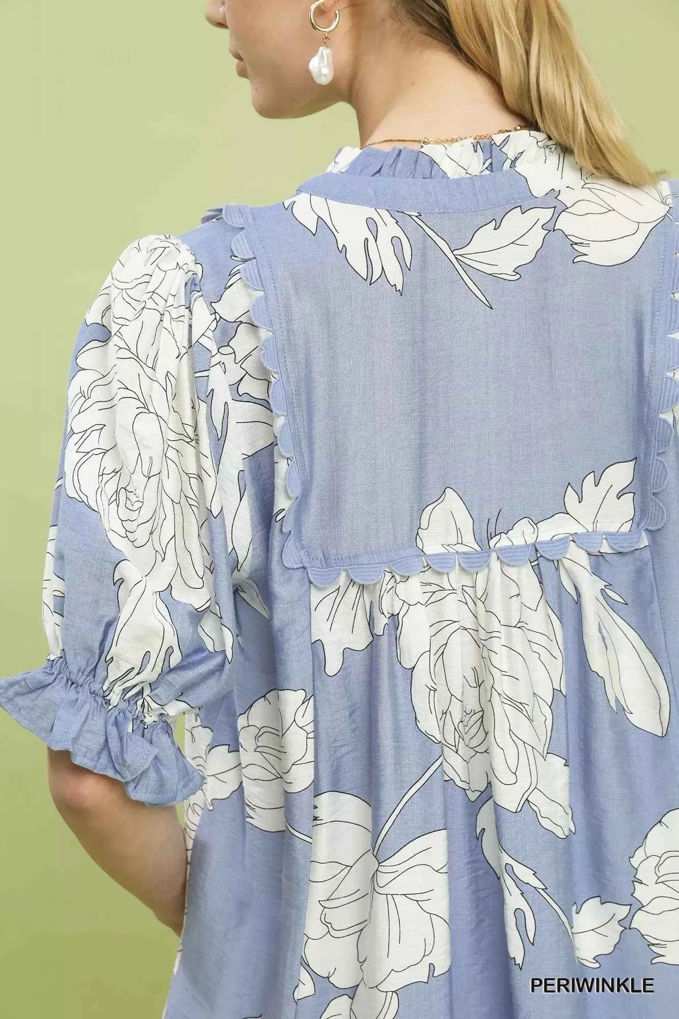 Umgee Peony Illustration Print Top with Scalloped Trim 6ad5f43a-0d3a-4cb3-a979-761d528fb29d-Max-Origin