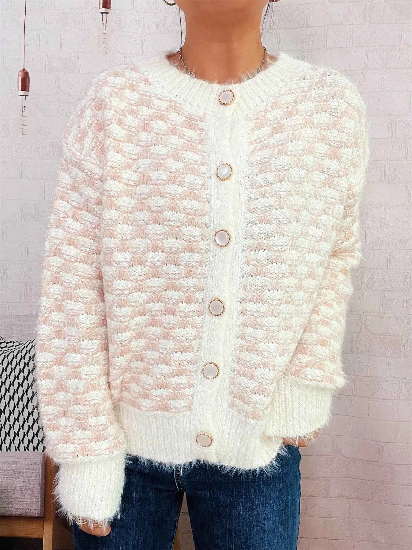 Fluffy Textured Button-Up Cardigan 6ad6ab535e804033a6f170391e497ce5-Max-Origin
