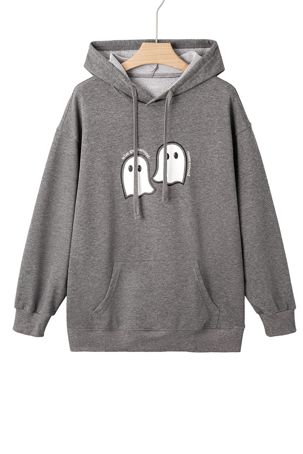 Dark Grey Cute Halloween Ghost Mineral Wash Oversized Hoodie 6adbea02a4b65e9d