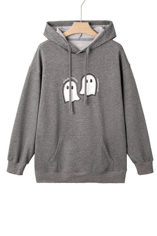 Dark Grey Cute Halloween Ghost Mineral Wash Oversized Hoodie 6adbea02a4b65e9d