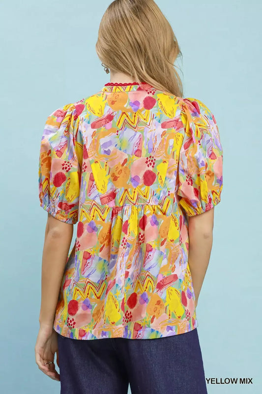 Abstract Print Puff Sleeve Top 6ade012c-d960-42c0-a0f6-5ce476e4ebbb-Max-Origin