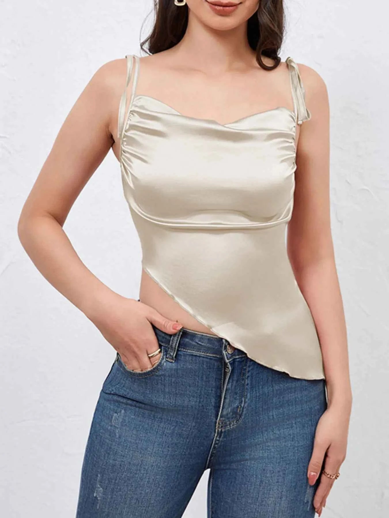 Asymmetrical Tie Shoulder Cami 6aebd810-2e46-4319-b436-432203acd5fc-Max-Origin