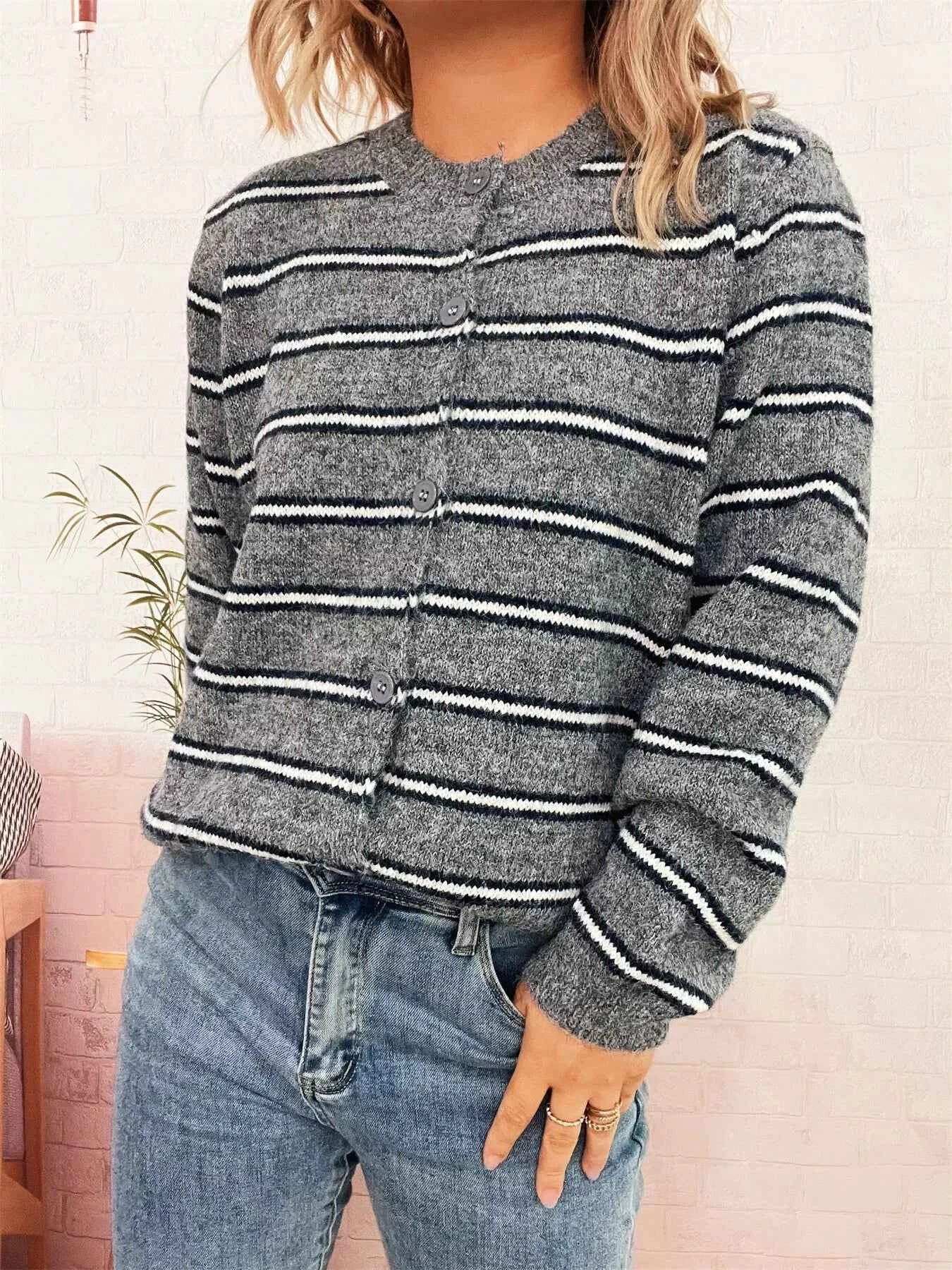 Striped Button-Up Long Sleeve Cardigan 6af8c63b27264b329e82dc2ad5cde292-Max-Origin