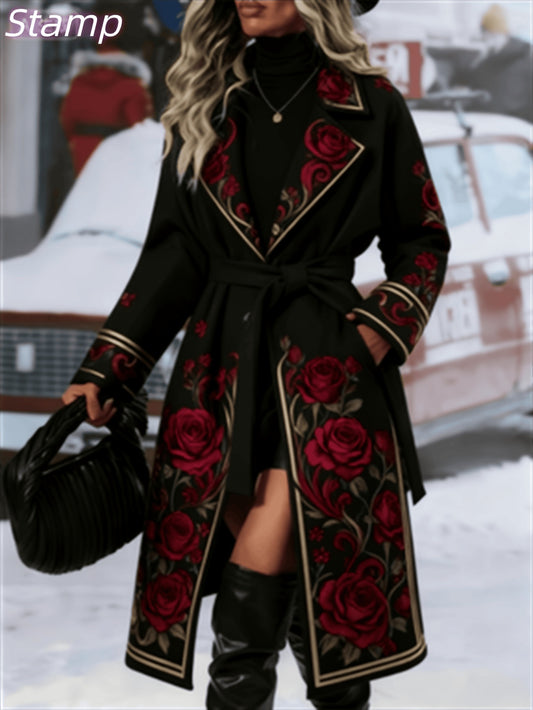 Women's Fashionable And Comfortable Printed Casual Long Coat Black1 6afce11e-f728-46b3-ac63-80bba22b4952