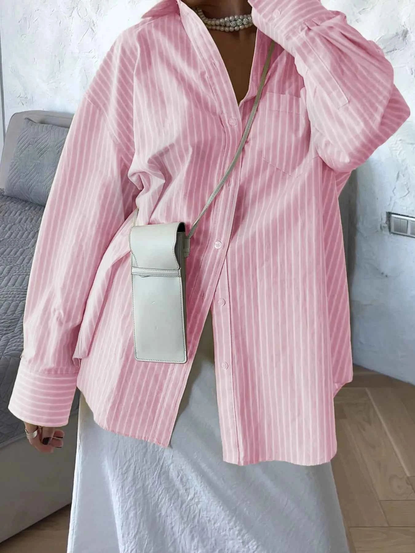 Oversized Striped Button-Down Shirt Blush Pink 6b072494-b8d9-4f04-9ecd-fbe1876cd946-Max-Origin