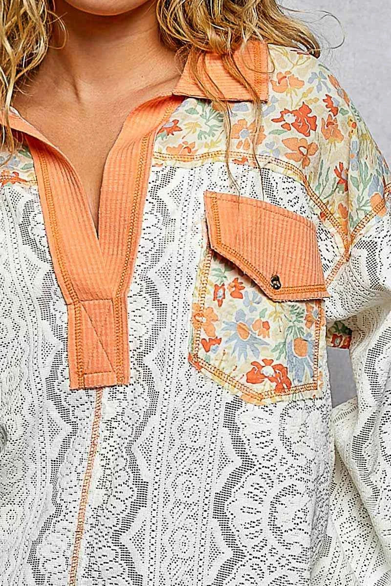 POL Floral Print Long Sleeve Lace Shirt with Front Pocket 6b12f4ea-01fd-4722-92f0-b014fc1c0e2e-Max-Origin