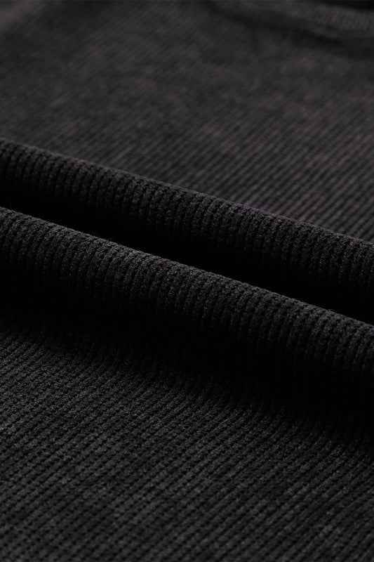 Solid Ribbed Knit Round Neck Pullover Sweatshirt 6b1c02a9-a84e-4f52-a170-c7fe17e00d16