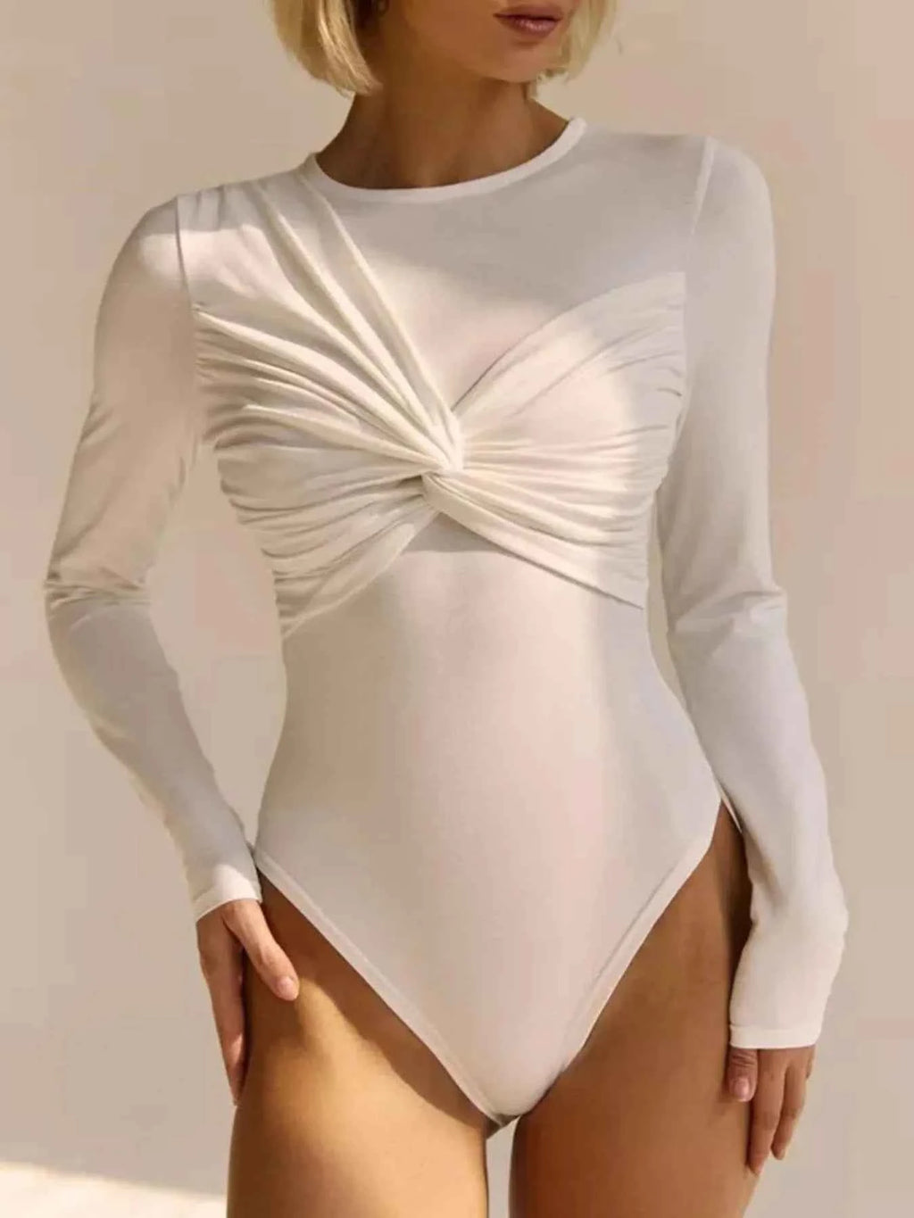 Twist Front Long Sleeve Bodysuit 6b1f4402e3bd44af9339fbb6e765d2f0-Max-Origin