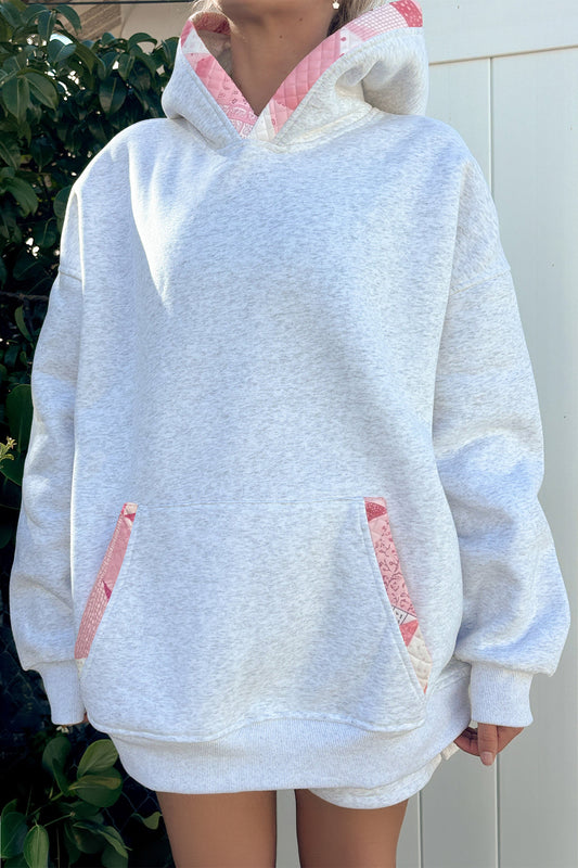 Gray Contrast Patchwork Oversized Hoodie 6b2236badc85f306