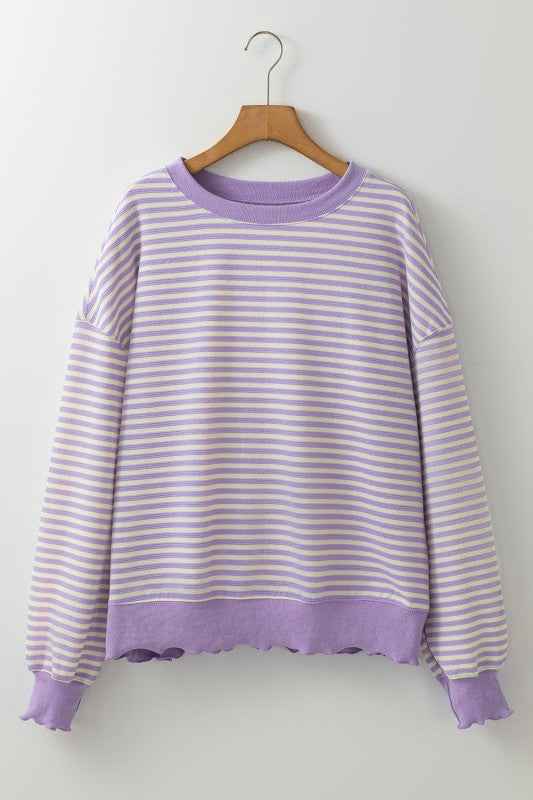 Stripe Drop Shoulder Long Sleeve Top 6b229ba7-01f6-443f-9e93-5722d960f806