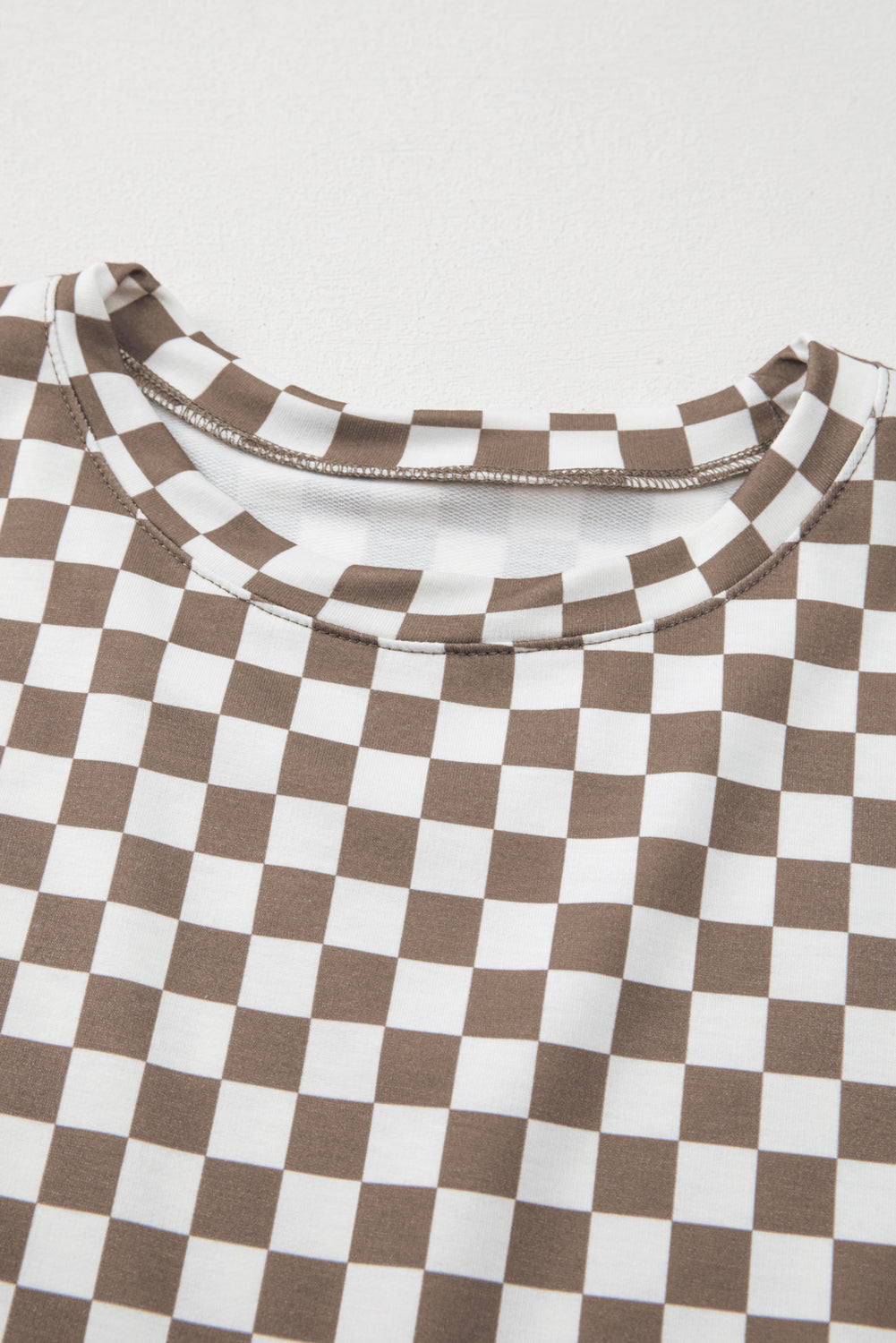 Brown Checkered Top and Drawstring Shorts Pajama Set 6b26721376490f2c_fbc9aa09-4b9c-4a8e-b212-aec8e9c94077