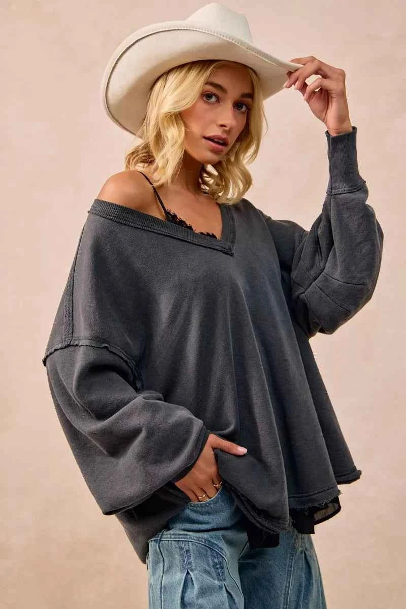 BiBi Mineral Washed French Terry Oversized Sweatshirt 6b2c1205b66b4571b0303c222ba1cf19-Max-Origin