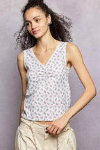 POL Ruched Floral V-Neck Tank with Lace Detail 6b33de56-0243-41fb-9b73-6c67045bc6be-Max-Origin