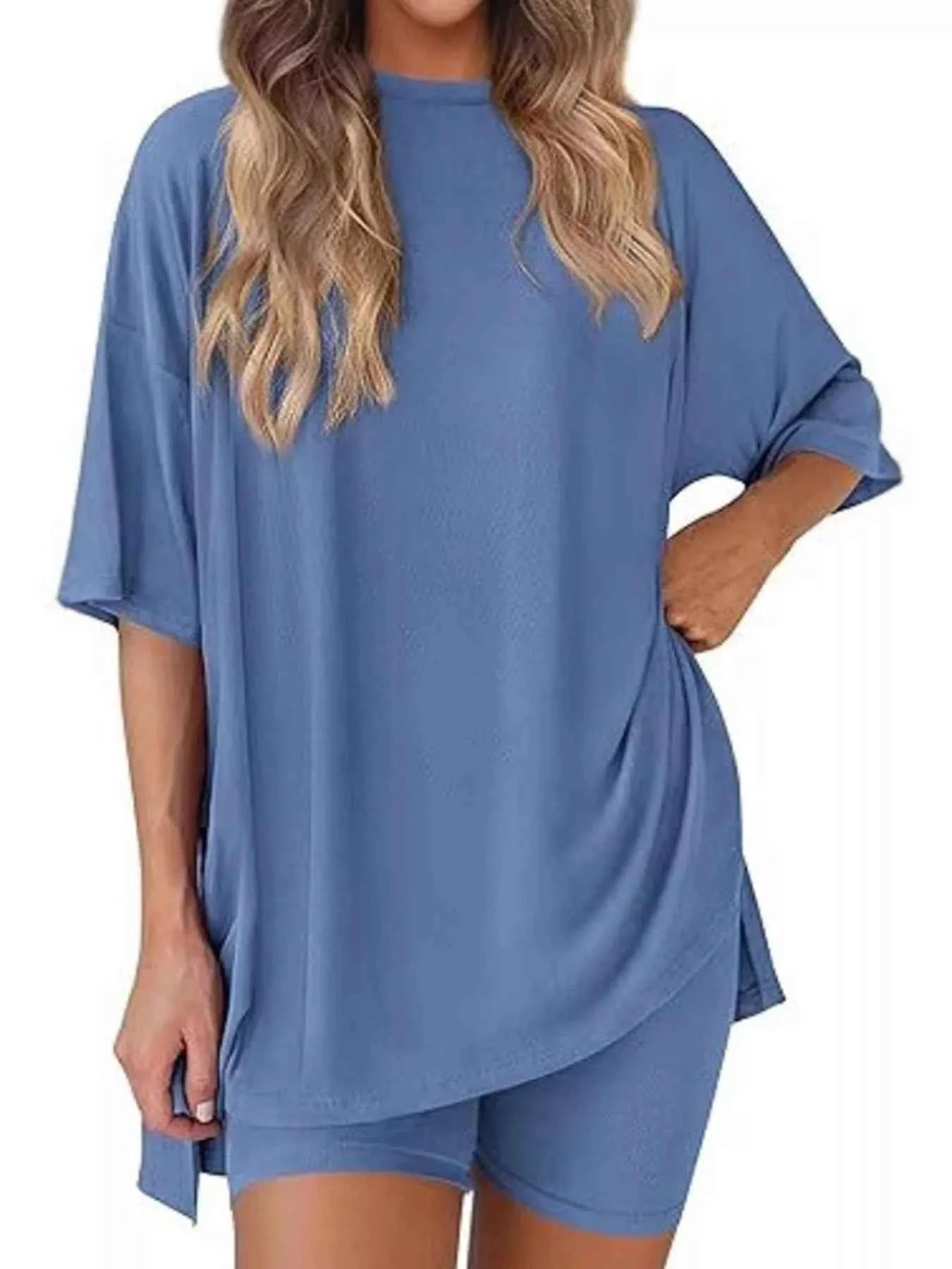 Full Size Half Sleeve T-Shirt and Shorts Set Plus Size Gray Blue 6b366684-52bd-48ea-96d4-10992e5b260a-Max-Origin