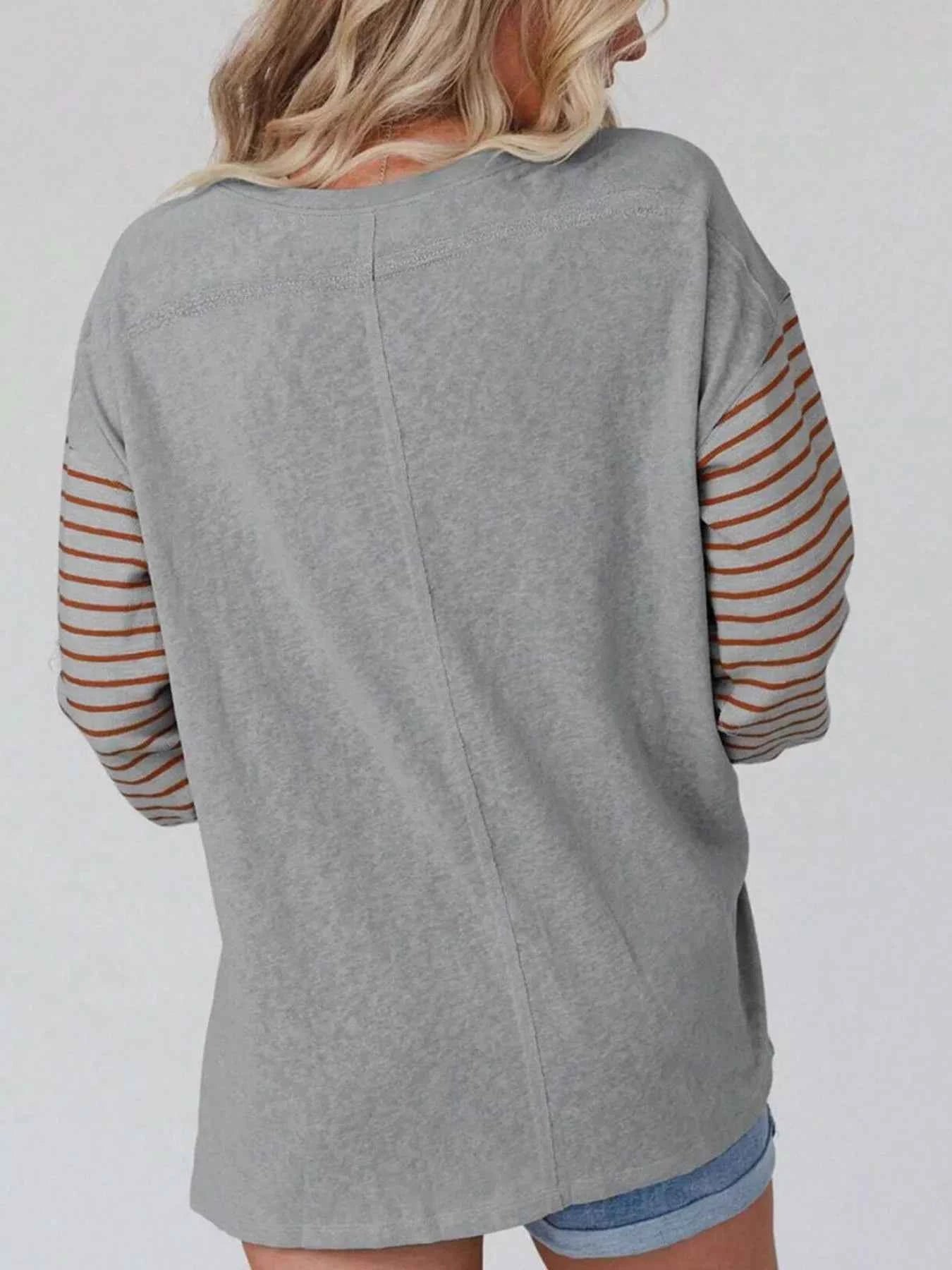 Striped Color Block Long Sleeve T-Shirt 6b4be992-f4d4-4845-bd3f-8a7a7be19d22-Max-Origin