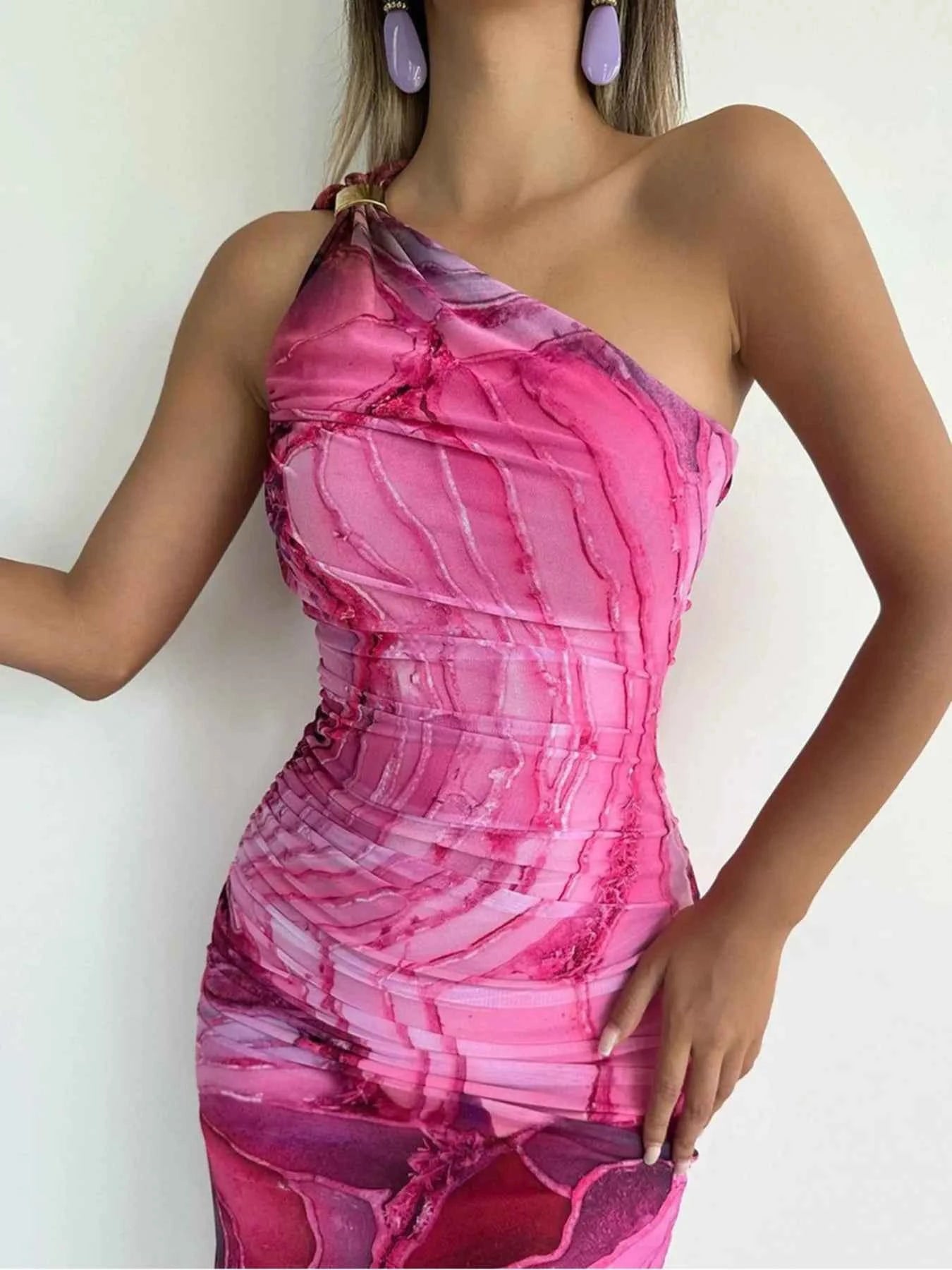 One Shoulder Printed Bodycon Maxi Dress Hot Pink 6b5041e81bab41c793a83ba39de6e556-Max-Origin
