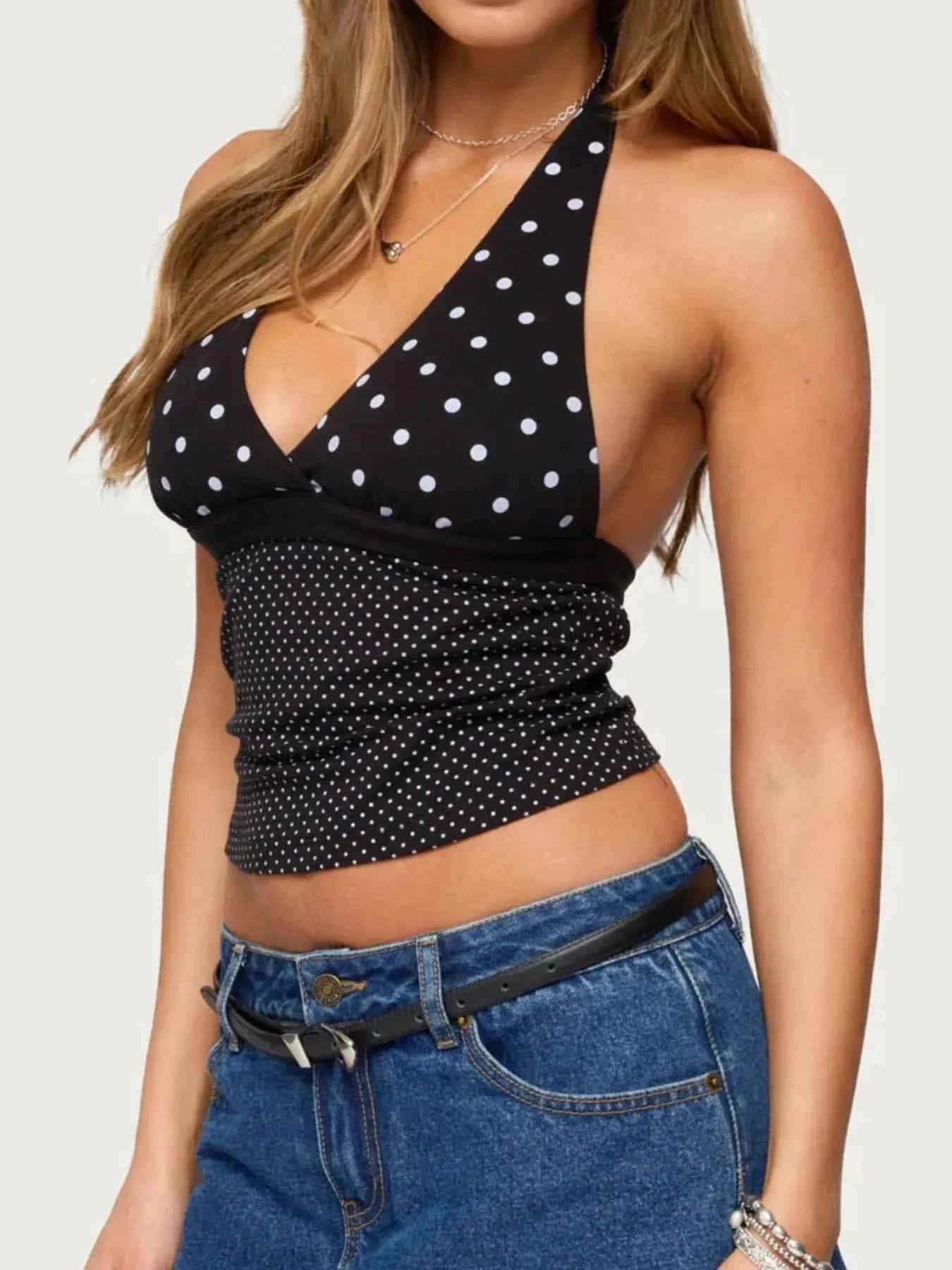 Polka Dot Halter Neck Cami 6b548627-3f82-4365-b06e-42ce0f8a250d-Max-Origin
