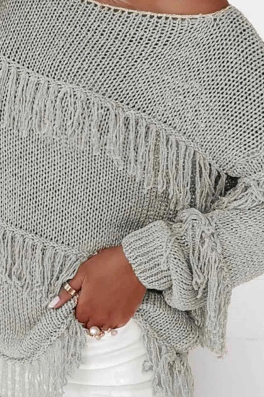 Fringe Boat Neck Long Sleeve Sweater 6b5ade1c-edd3-4e3a-895e-e7f9beb99caa-Max