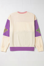 Meadow Mauve Colorblock Sequined Fleur De Lis Sweatshirt 6b5b5228ffa4d84b