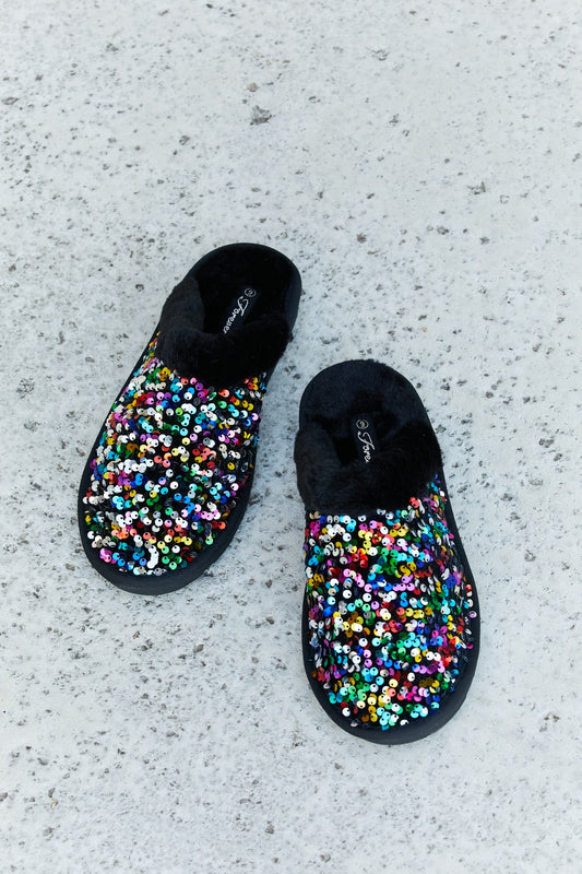 Multicolored Sequin Faux Fur Slipper 6b5b85144c764e94a7ef3b554617322b-Max